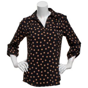 Womens AK Anne Klein 3/4 Sleeve Dot Split Neck Blouse