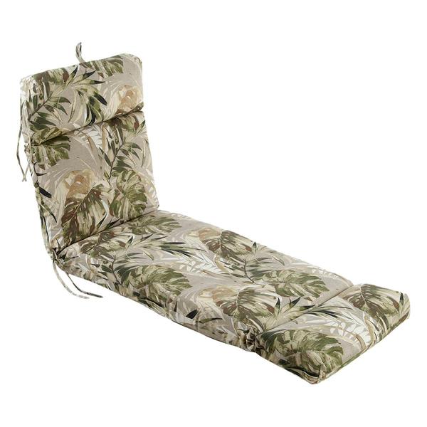 Jordan Manufacturing Chaise Lounge Cushion - Greige Green Leaves