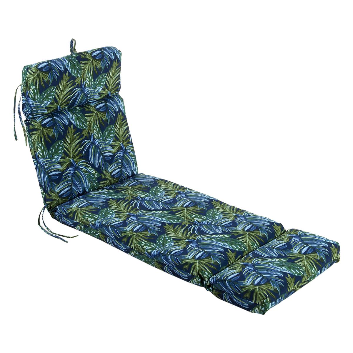 Jordan Manufacturing Chaise Cushion - Blue/Green Tropical Leaf