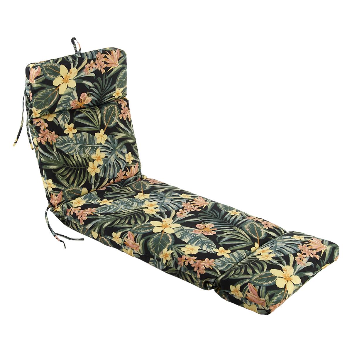 Jordan Manufacturing Chaise Cushion - Black/Yellow Floral