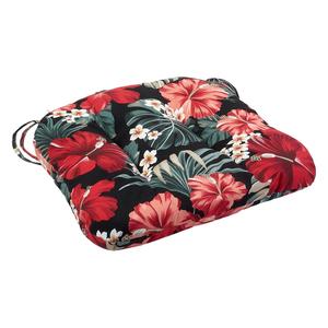 Jordan Manufacturing Black Floral Print Outdoor Chair Cushion