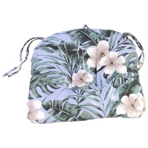 Jordan Manufacturing Floral Chair Pad - Pale Blue/Putty White