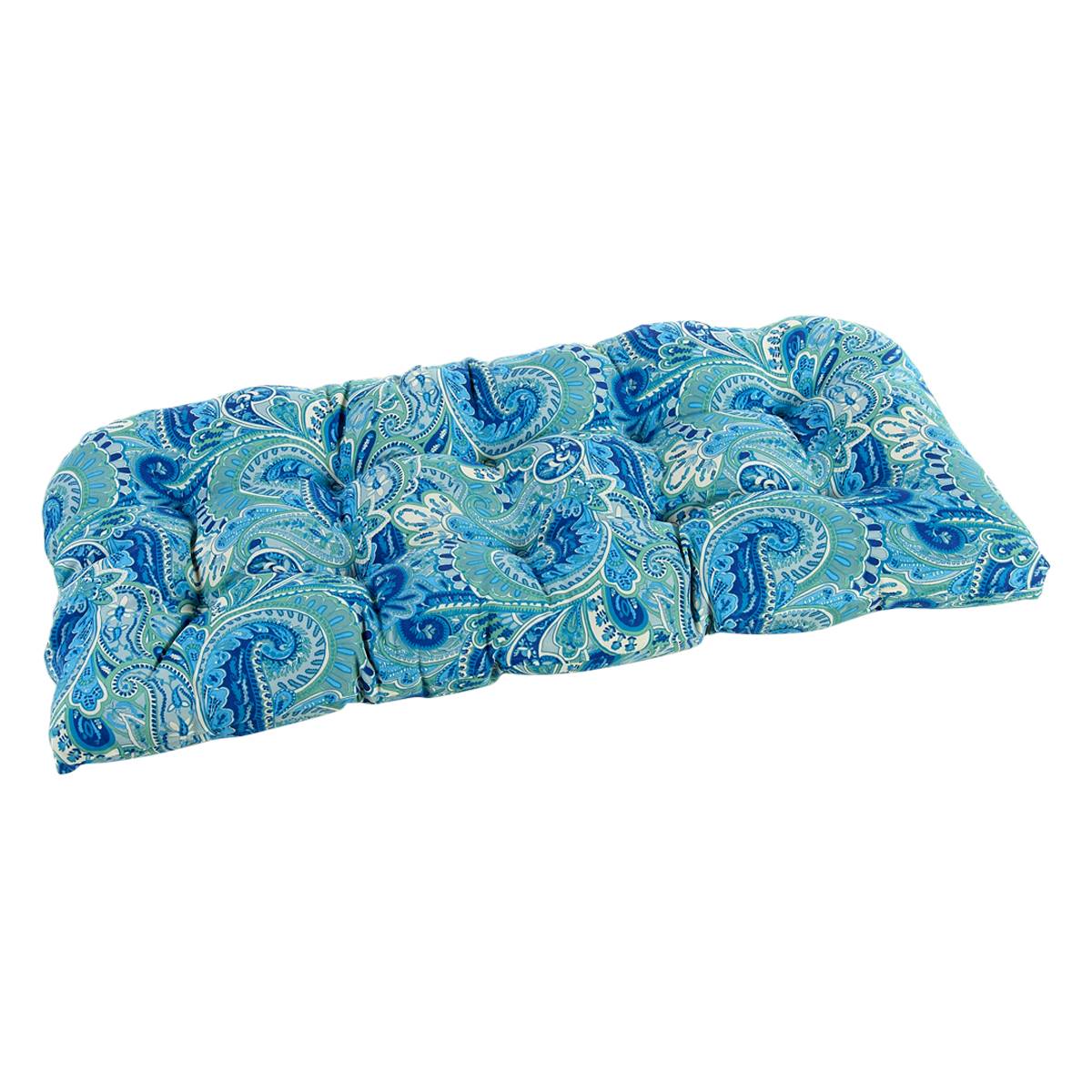 Jordan Manufacturing Wicker Settee Cushion - Turquoise Paisley