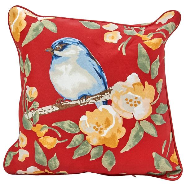 Jordan Manufacturing Floral Bird Outdoor Pillow