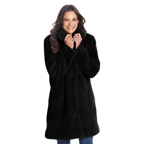 Womens Gallery Faux Fur Walker Coat
