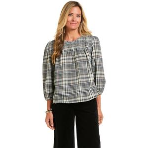 Womens Preswick & Moore(R) Plaid Front Yoke Smocking Blouse