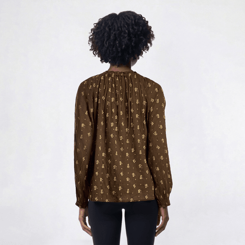Womens Architect(R) Long Sleeve Floral Peasant Blouse - Cocoa alternate view