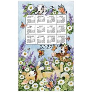 Kay Dee 2027 Playful Puppies Calendar Towel