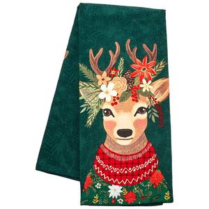 Kay Dee Holiday Flowers Everywhere Deer Kitchen Towel