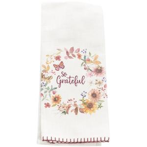 Kay Dee Designs Mulberry Bloom Embroidered Grateful Tea Towel