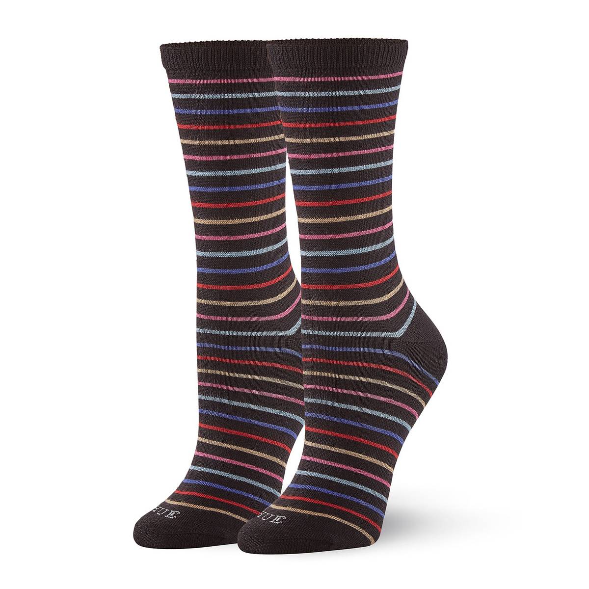 Womens HUE(R) 3pk. Super Soft Crew Socks - Black/Stripe