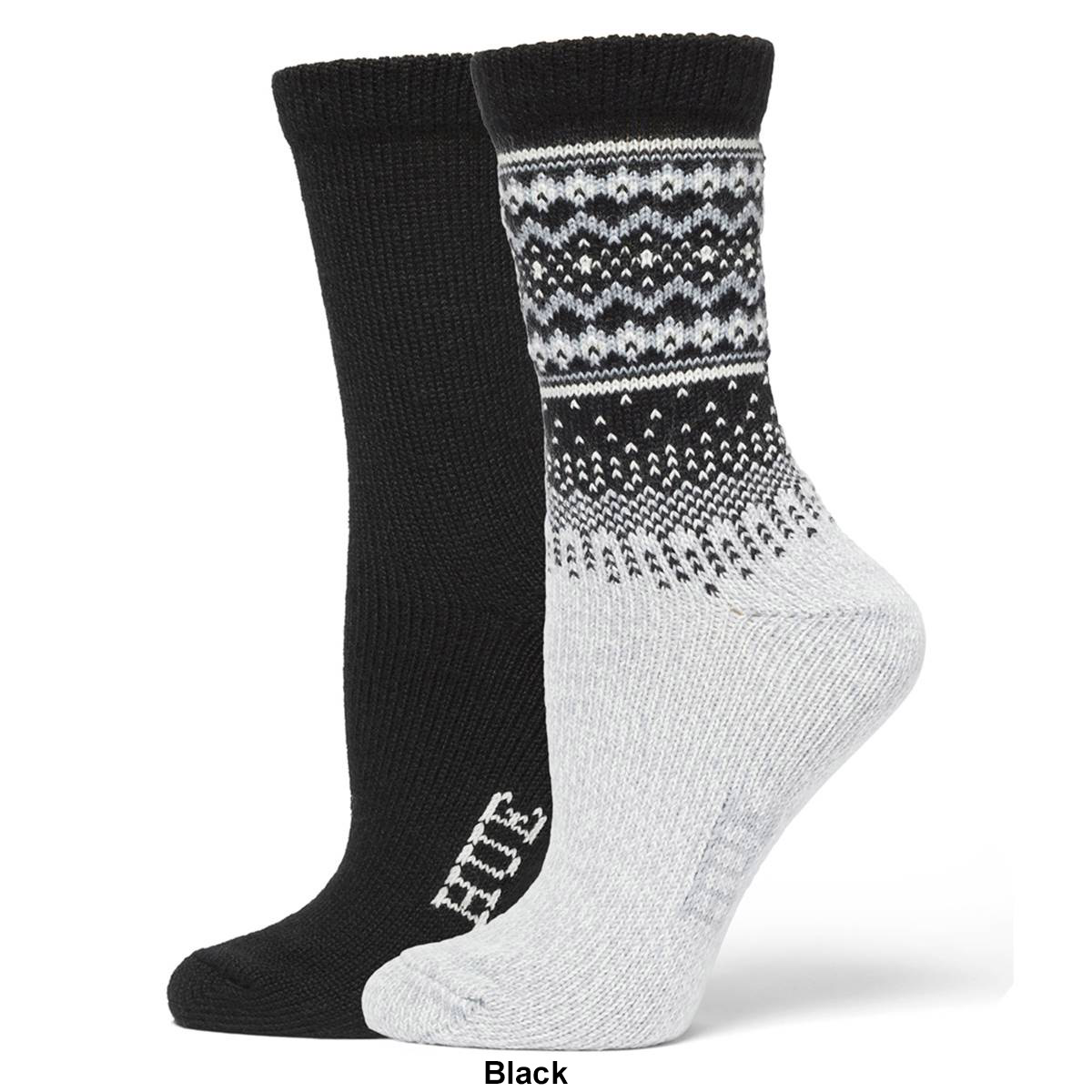 Womens HUE 2pk. Border Fair Isle Boot Socks