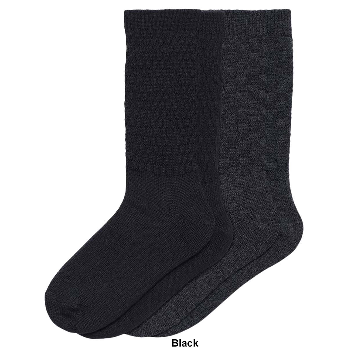 Womens HUE 2pk. Text Wool Crew Socks