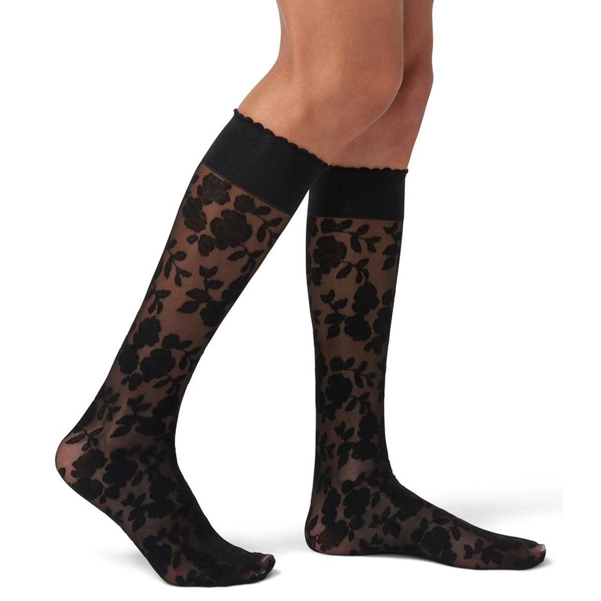 Womens HUE(R) Floral Lace Knee High Socks