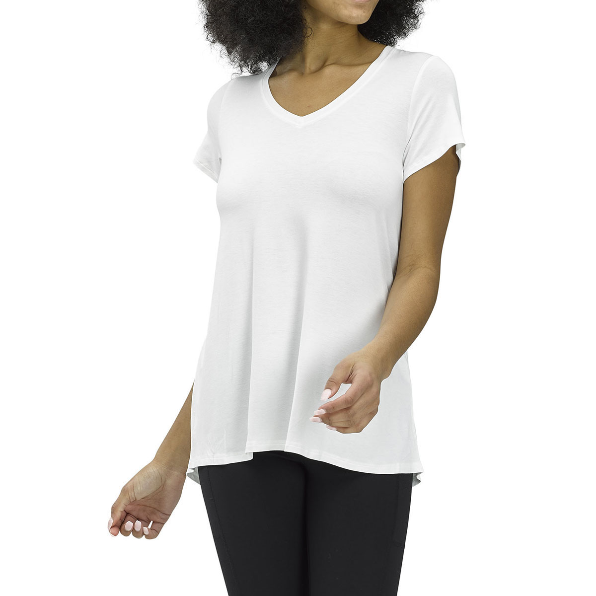 Womens HUE(R) Solid Short Sleeve V-Neck Tee