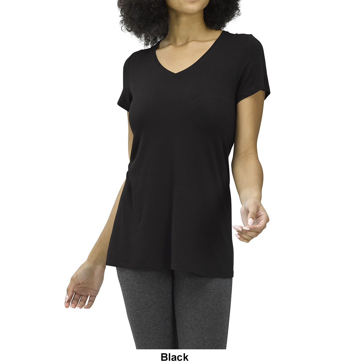 Womens HUE(R) Solid Short Sleeve V-Neck Tee