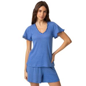 Womens HUE(R)  Short Sleeve Riviera Stripe Pointelle Pajama Tee alternate view