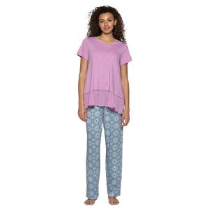 Womens HUE(R) Short Sleeve Georgette Flounce Pajama Tee alternate view