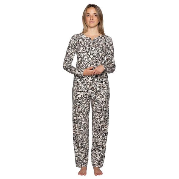 Womens HUE(R) Long Sleeve Leopard Timeless Pajama Set