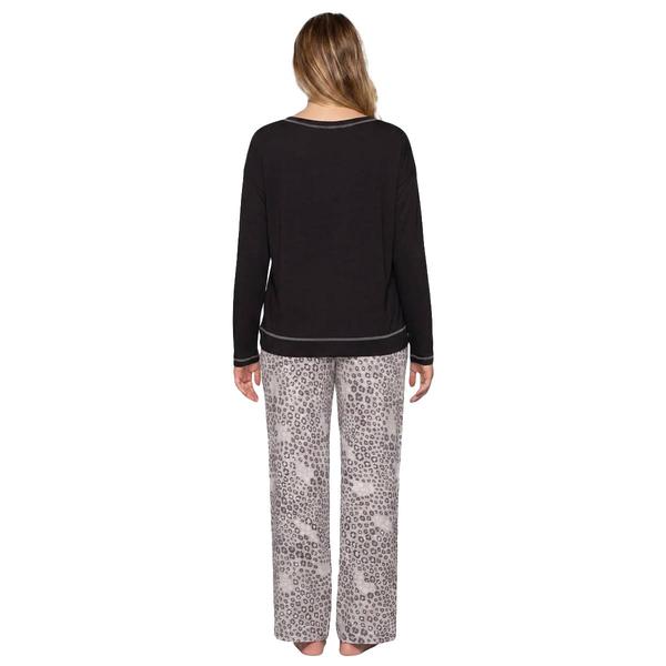 Womens HUE(R) Long Sleeve Black Jersey Waffle Pajama Set alternate view