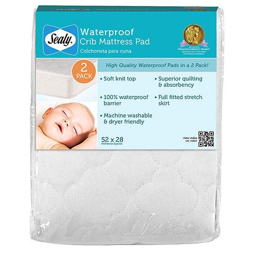 Sealy Waterproof Crib Mattress Pad - 2pk.