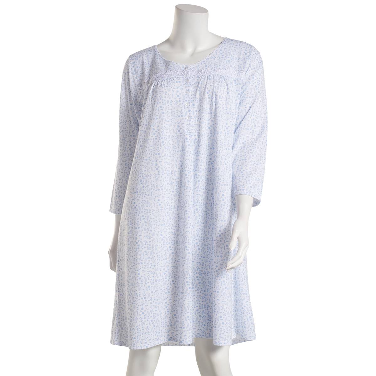 Plus Size Celestial Dreams 3/4 Sleeve Floral Waltz Nightgown