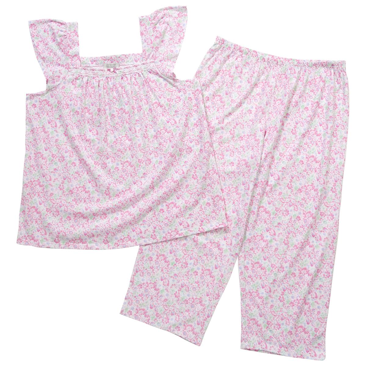 Womens Celestial Dreams Flutter Sleeve Capri Pajama Set