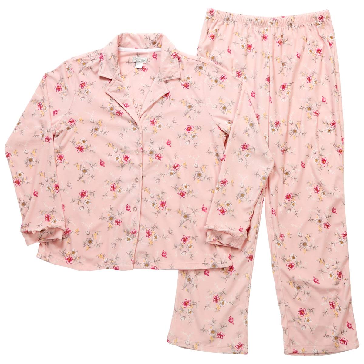 Womens Celestial Dreams Folded Long Sleeve Floral Pajama Set