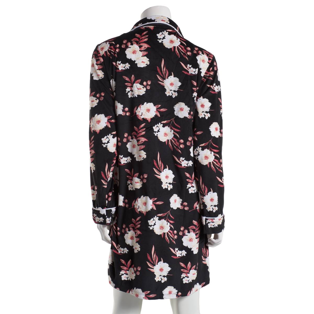 Womens Jones New York Long Sleeve Floral Notch Collar Nightshirt