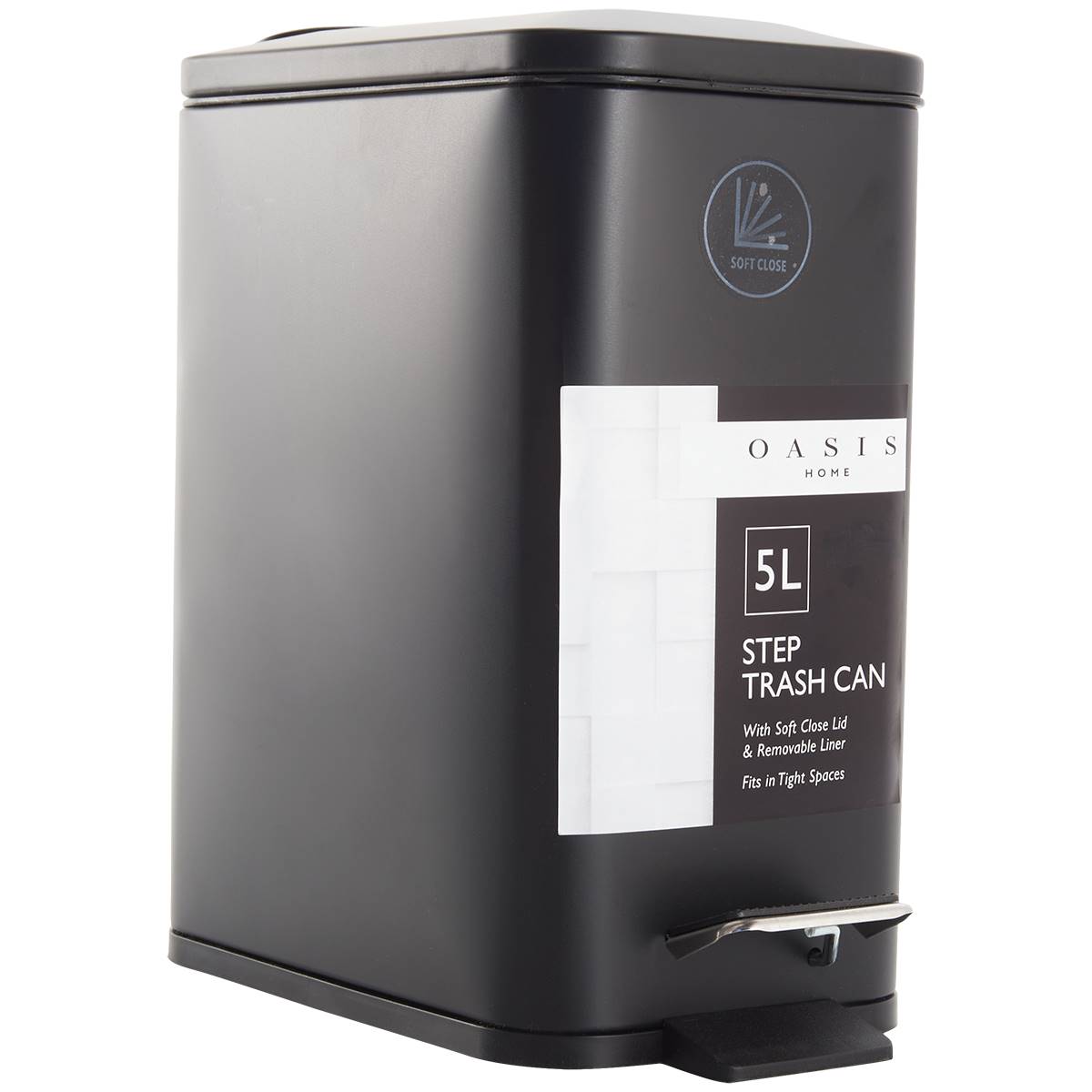 5 Litre Rectangle Trash Can W/ Soft Close Lid