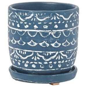 Blue Pattern Planter with Saucer - 4in.