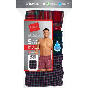 Mens Hanes(R) Ultimate 5pk. Tartan Boxers alternate view