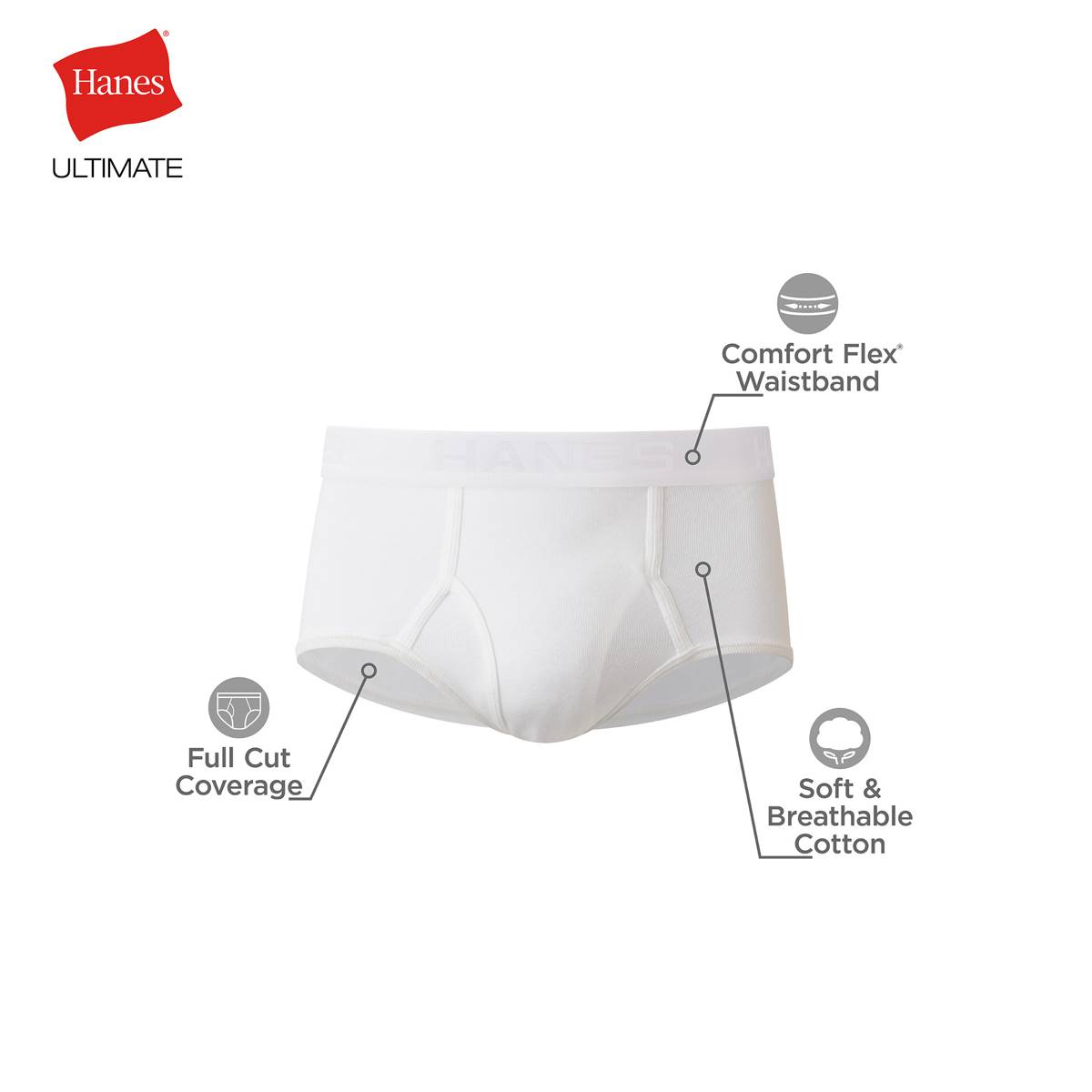 Mens Hanes(R) Ultimate(R) 7pk. Briefs - White