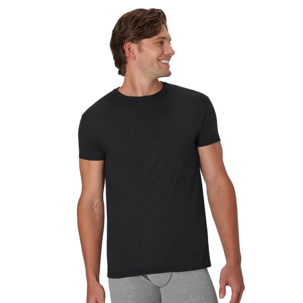 Mens Hanes(R) Ultimate 5pk. ComfortSoft(R) Crew Undershirts - Black