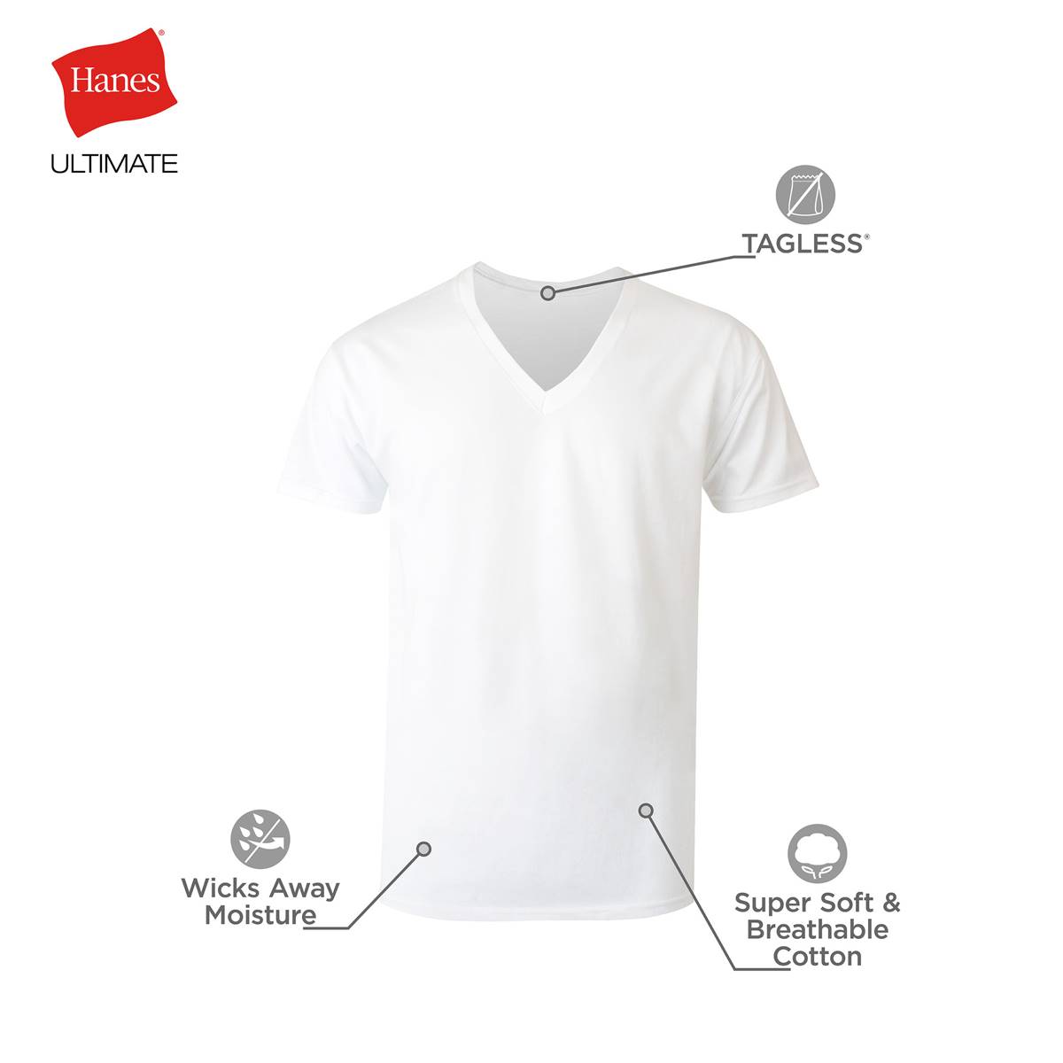 Mens Hanes(R) Ultimate(R) 6pk. V-Neck T-Shirts