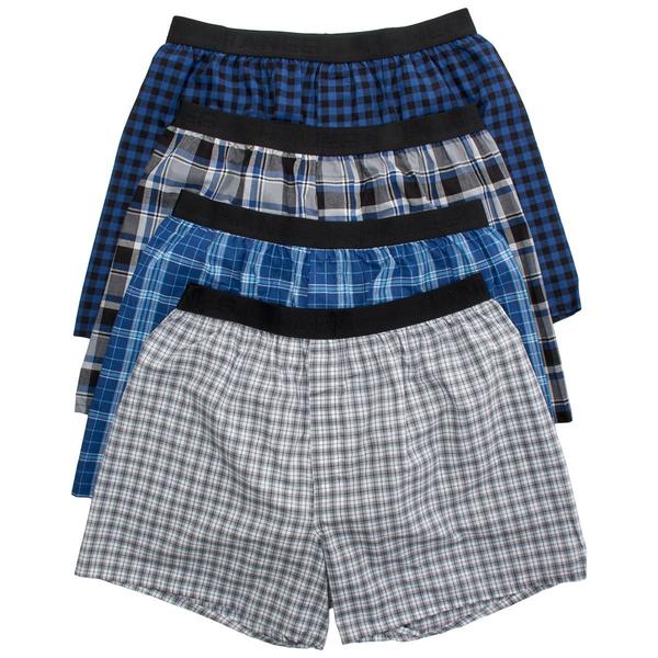Mens Hanes(R) Ultimate Core 4pk. Woven Boxers - Blue/Grey