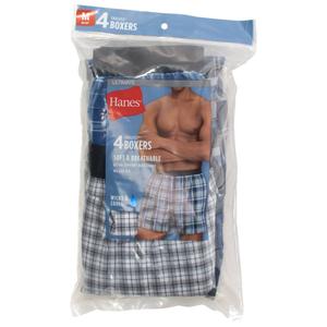 Mens Hanes(R) Ultimate Core 4pk. Woven Boxers - Blue/Grey alternate view