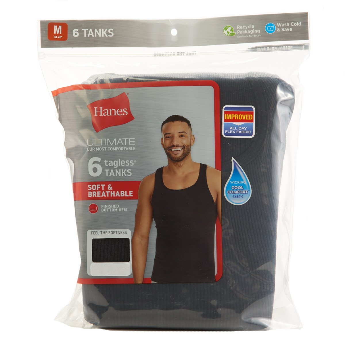 Mens Hanes(R) Ultimate(R) 6pk. ComfortSoft Dyed Tanks