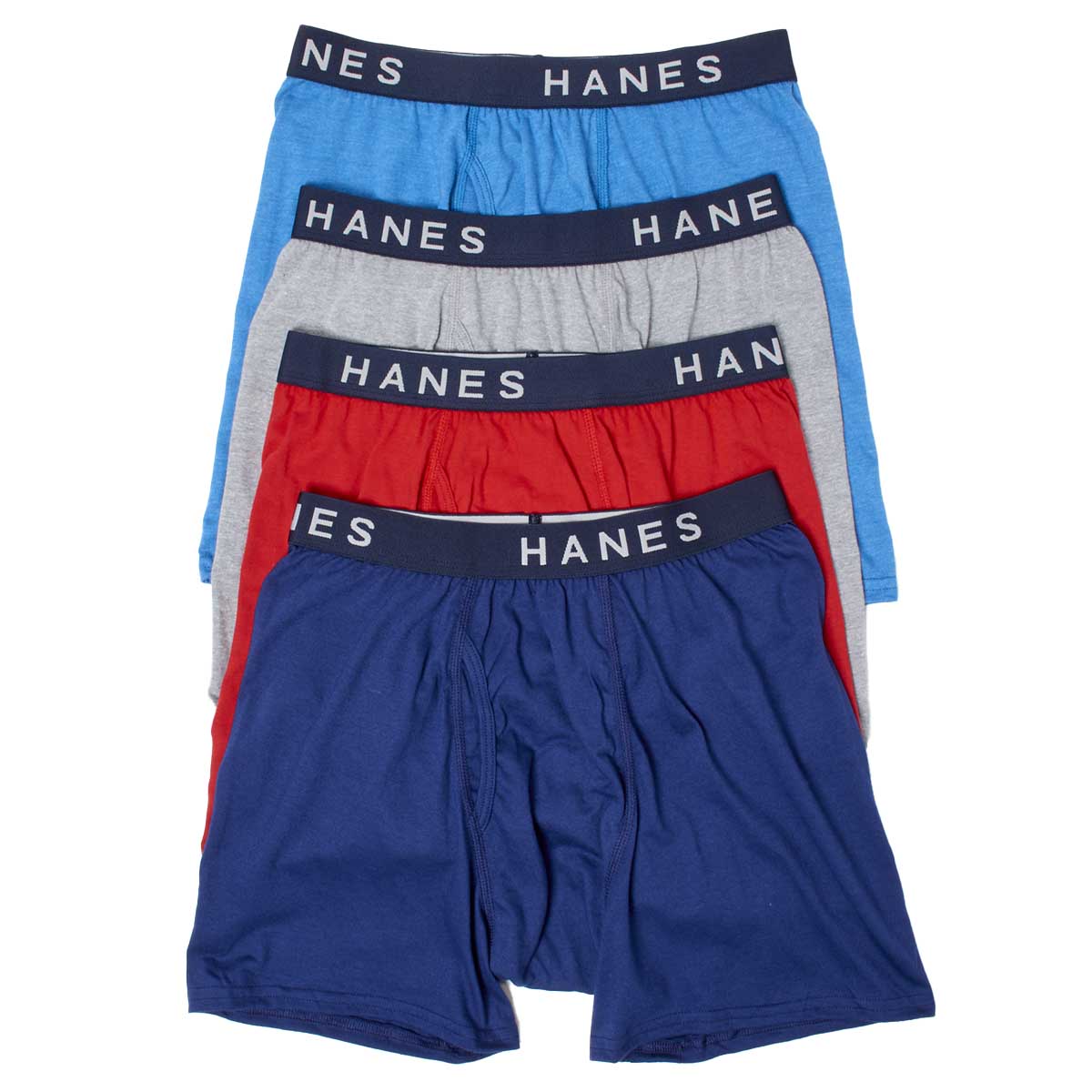 Mens Hanes Ultimate(R) 4pk. Comfort Boxer Briefs - Grey/Navy/Red