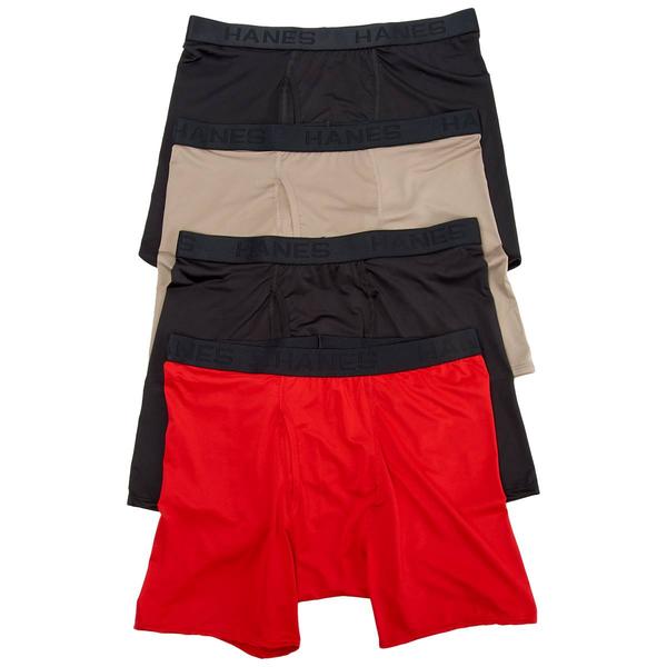 Mens Hanes(R) Ultimate 4pk. Comfort Sport Briefs - Red