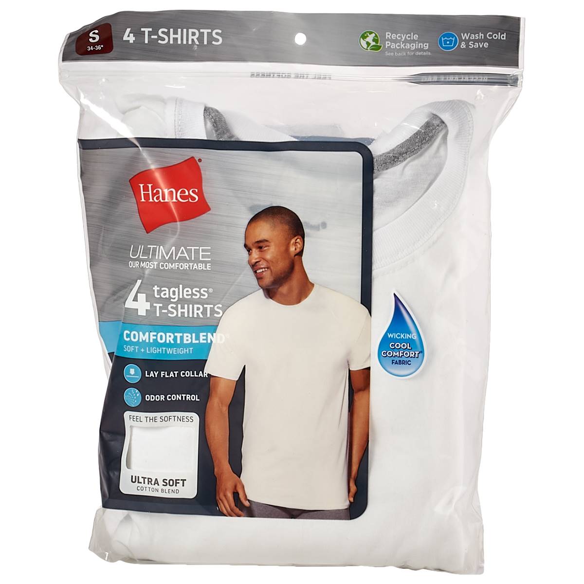 Mens Hanes Ultimate(R) 4pk. Comfort Crew Neck T-Shirt