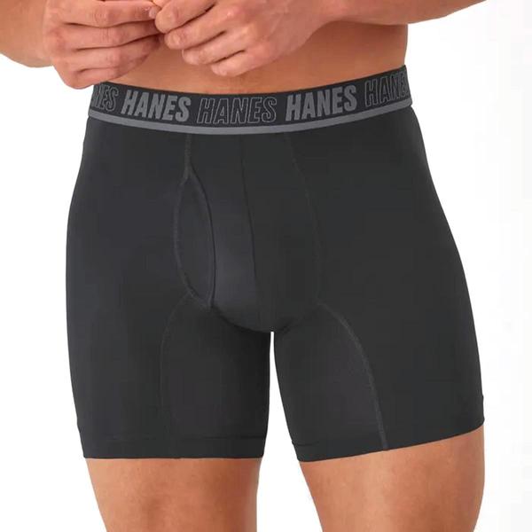 Mens Hanes(R) Moves 4pk. Performance Boxer Briefs - Teal/Black alternate view
