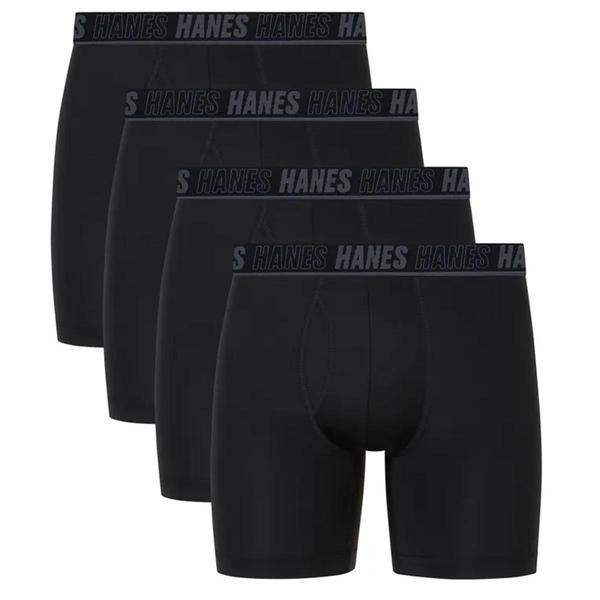 Mens Hanes(R) Moves 4pk. Boxer Briefs - Black
