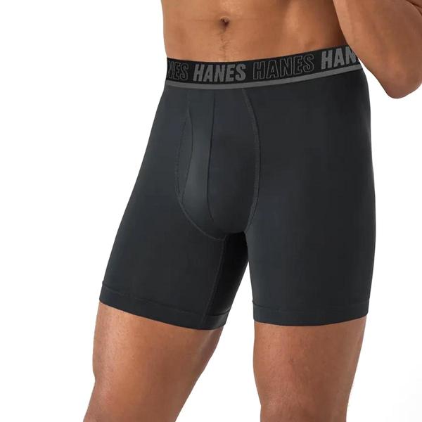 Mens Hanes(R) Moves 4pk. Boxer Briefs - Black alternate view
