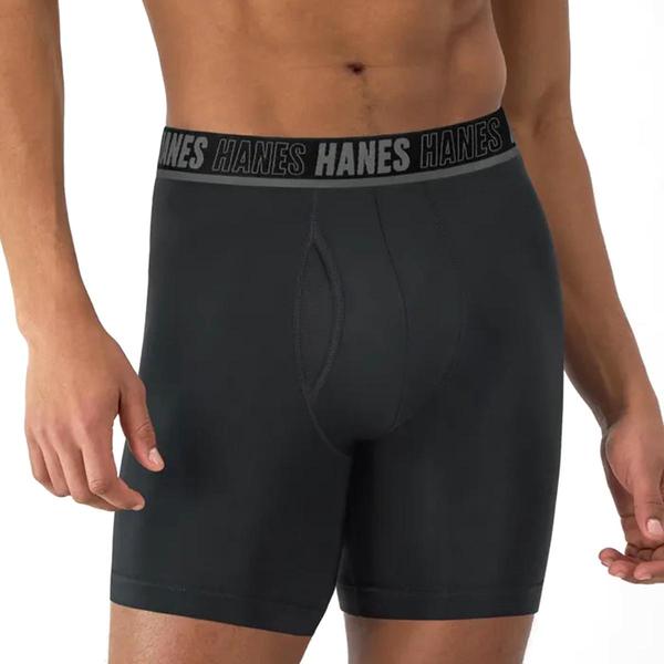 Mens Hanes(R) Moves 4pk. Performance Boxer Briefs - Blue/Black alternate view