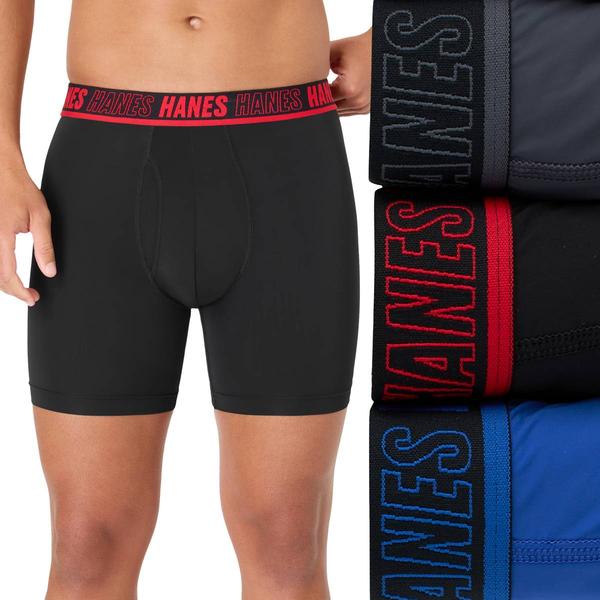 Men's Hanes(R) Ultimate 3pk. Moves X-TEMP(R) Boxer Briefs-Black/Grey alternate view