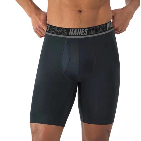 Mens Hanes(R) Moves 4pk. Long Leg Boxer Briefs - Blue/Black alternate view