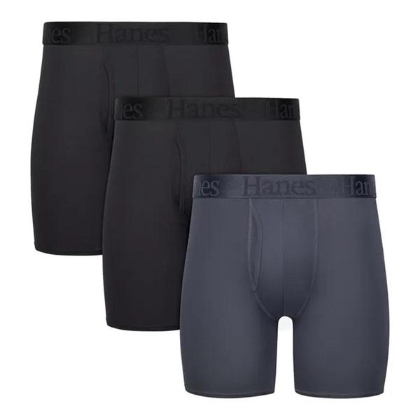 Mens Hanes(R) Originals 3pk. Supersoft Boxer Briefs - Black