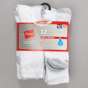 Mens Big & Tall Hanes(R) Ultimate 12pk. Crew Socks