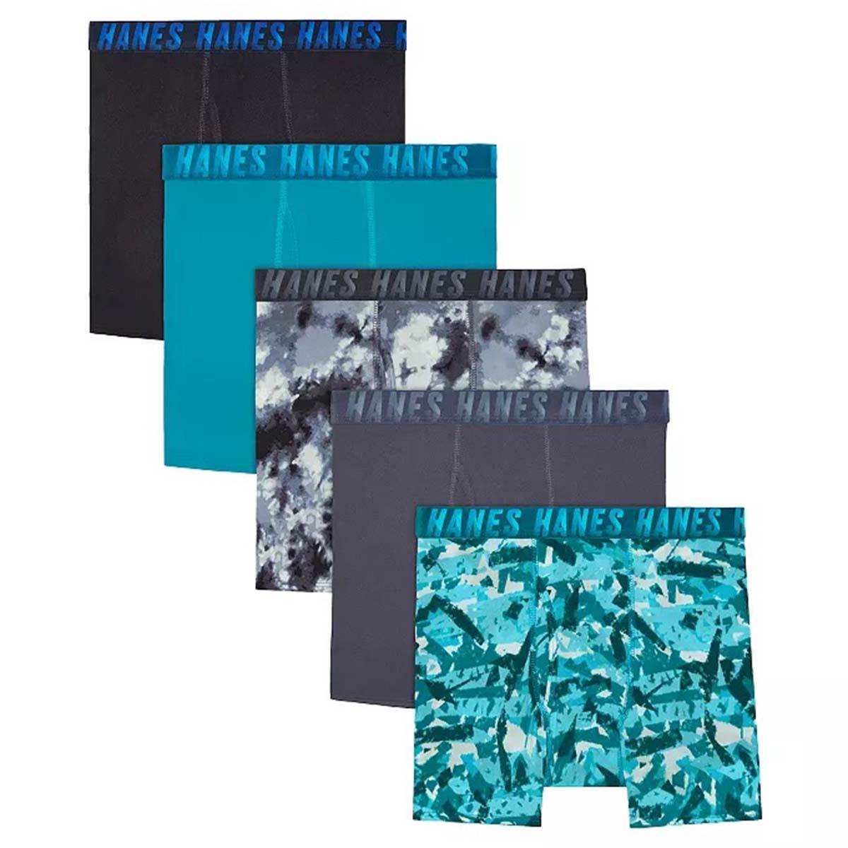 Boys Hanes(R) Moves 5pk. Solid/Camo XTemp(R) Boxer Briefs